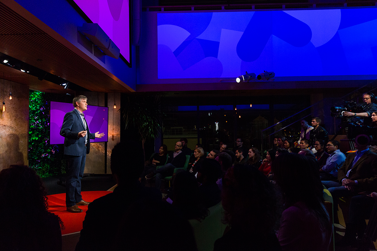 Tom Fishburne speaks at TED Salon: Unconventional in partnership with Brightline Initiative at TED World Theater, October 23, 2018, New York, NY. Photo: Ryan Lash / TED